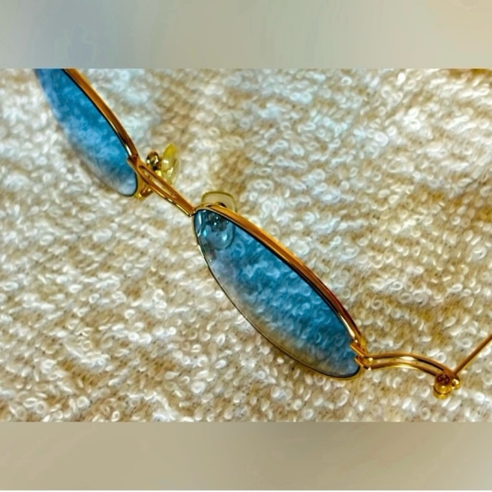 VERY RARE Authentic Gucci Coogi Brand Name Gold Metal Frame Blue Tint Sunglasses - Picture 9 of 14